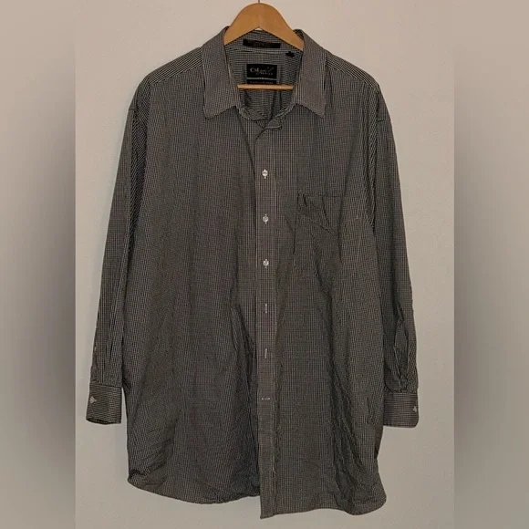 CM Gold Series Men's Black Checkered Casual Button Down Shirt - Picture 2 of 8